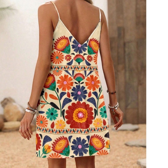 Plus Floral Print Cami Straps Mini Dress - Picture 2 of 3